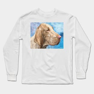 Bloodhound Painting on Light Blue Background Long Sleeve T-Shirt